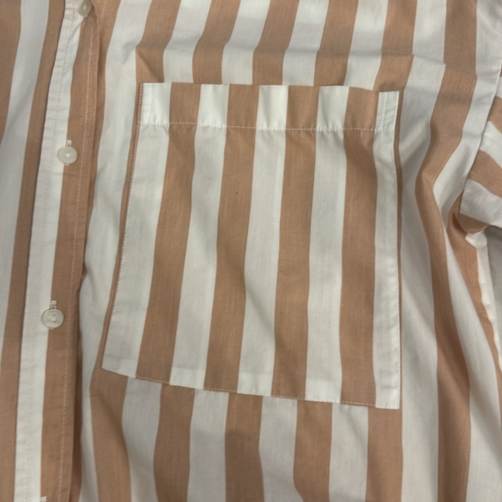Abercrombie Striped Tan and White oversized button down Shirt - Picture 4 of 4